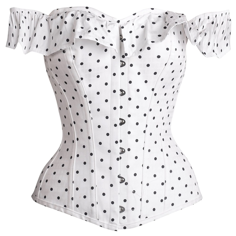 NWT Polka Dot Corset Top with Off the Shoulder Sleeves